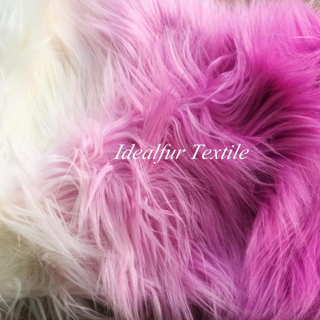 Tricolor Shading to Red Jacquard Fake Fur