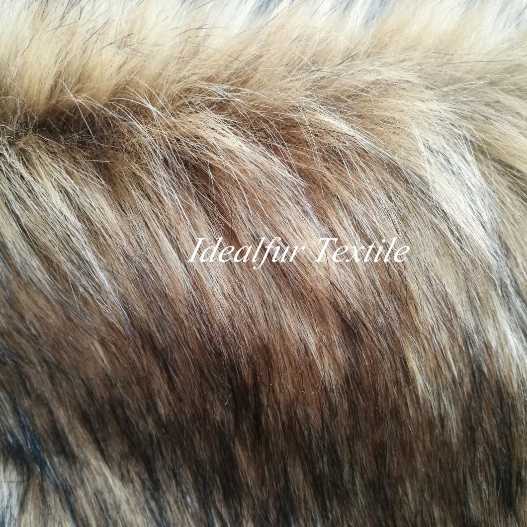 Soft Brown with Black Tips Jacquard Faux Fake Fur